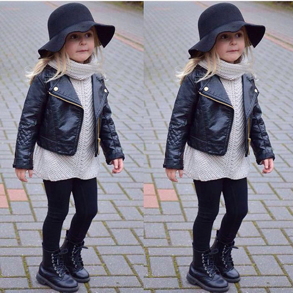 Kids Leather Jacket Children Coat